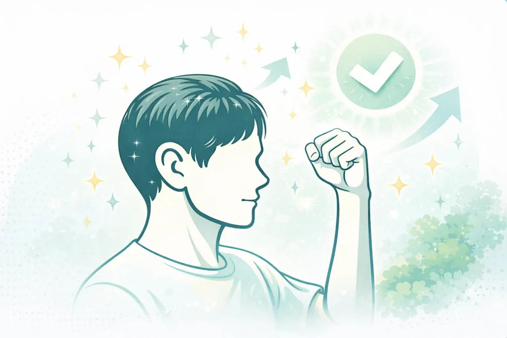 AGA治療で髪が生えたイメージ画像