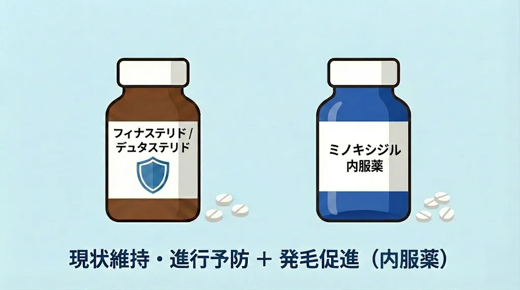 フィナorデュタ+ミノキ内服